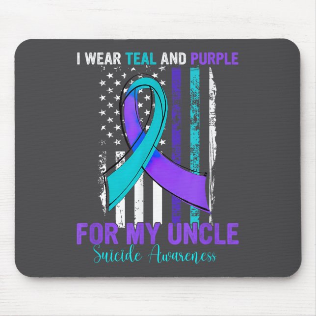 Mousepad Teal Purple Ribbon Suicide Awareness Flag Uncle  (Frente)