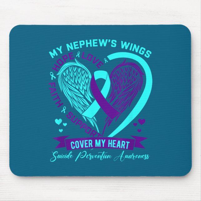 Mousepad Teal Purple Suicide Prevention Awareness Nephew He (Frente)