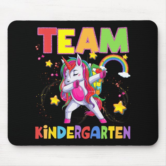Mousepad Team Kindergarten Dabbing Unicorn de volta à escol (Frente)