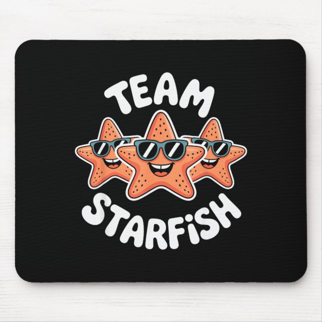 Mousepad Team Starfish Cool Sungles Ocean Cartoon Crew Funn (Frente)