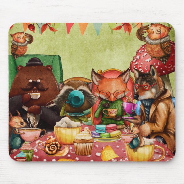 Mousepad Teatime na floresta com amigos da floresta (Frente)