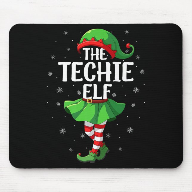 Mousepad Techie Elf Christmas Girls Women Elf Squad Xmas Fa (Frente)