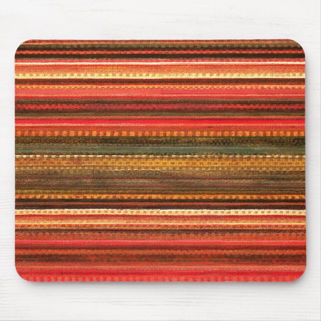 Mousepad Tecido de Material Listras Vermelhas Laranja e Ver (Frente)