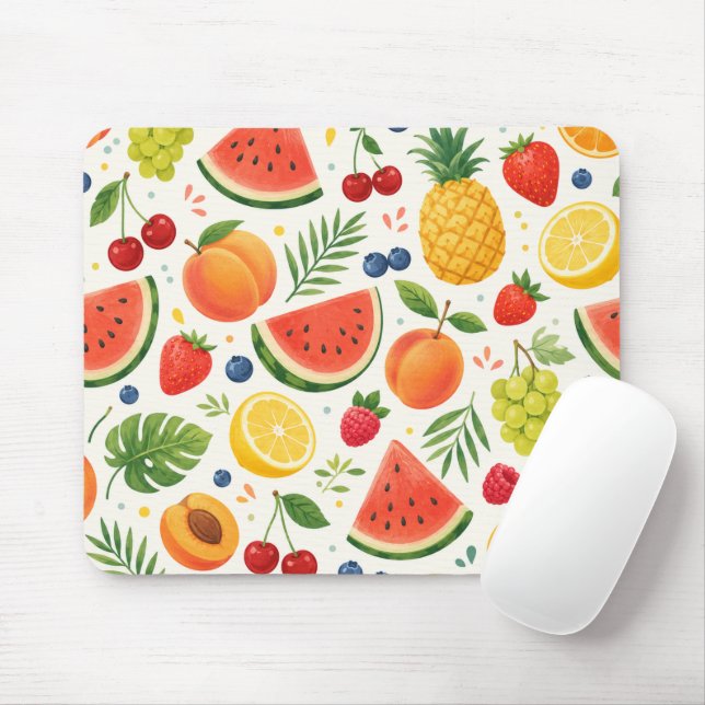 Mousepad Tecido de Padrão de Frutas de Verão | Melancia Tro (Com mouse)