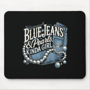 Mousepad Tecido Denim Jeans Azuis Pérolas Jeans Esfoladas