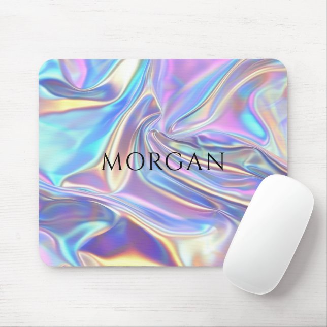 Mousepad Tecido Metálico Iridescente brilhante, Nome (Com mouse)