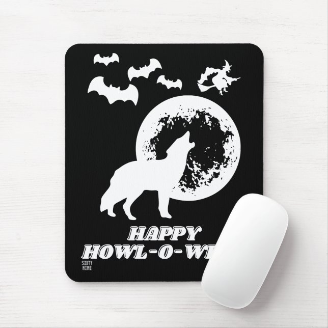 Mousepad teclado engraçado "HAPPY HOWL-O-WEEN 2" (Com mouse)