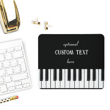 Teclado Piano e texto personalizável preto e branc
