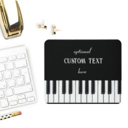 Mousepad Teclado Piano e texto personalizável preto e branc