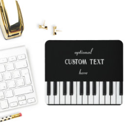 Mousepad Teclado Piano e texto personalizável preto e branc