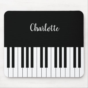 Mousepad Teclado Piano preto e branco simples