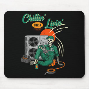 Mousepad Técnico de HVAC engraçado esqueleto relaxando para