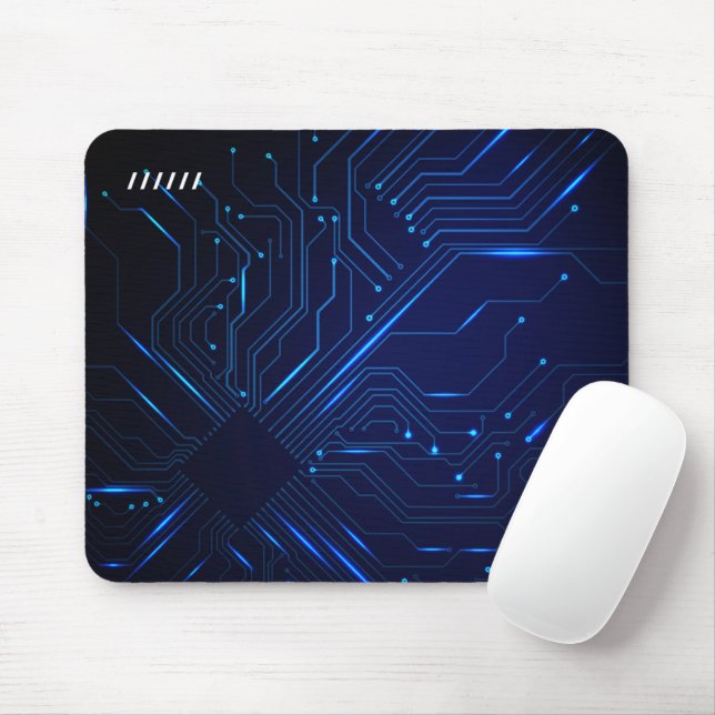 Mousepad Tecnologia moderna a preto e azul (Com mouse)