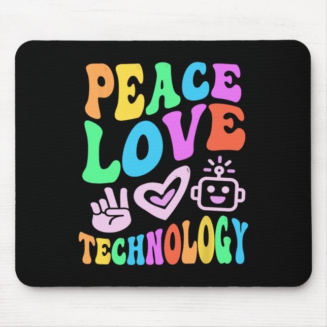 Mousepad Tecnologia Vintage Peace Love (Frente)