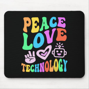 Mousepad TECNOLOGIA Vintage PEACE LOVE Ensino de Computador