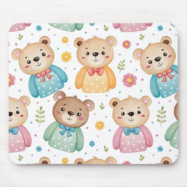 Mousepad Teddy bear and flowers (Frente)