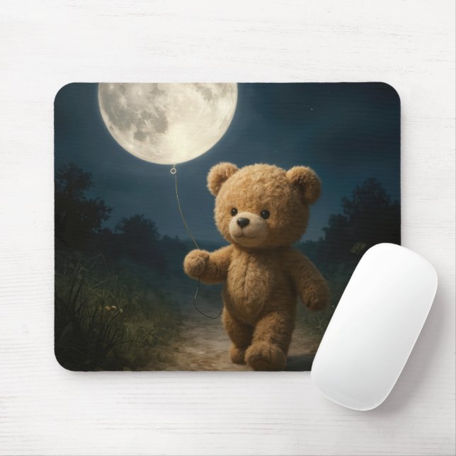 Mousepad Teddy Bear With a Moon Balloon (Com mouse)