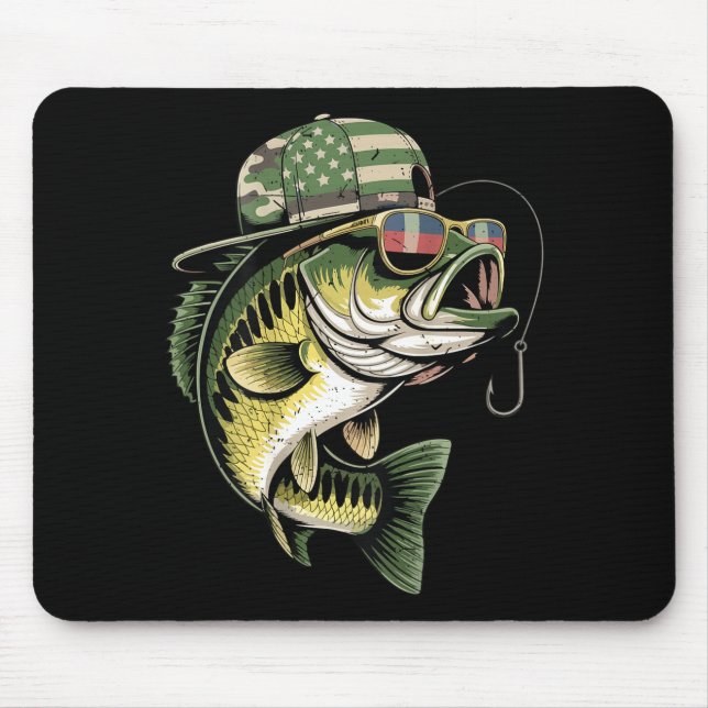 Mousepad Teens boy camo bass fishing american flag fishing (Frente)