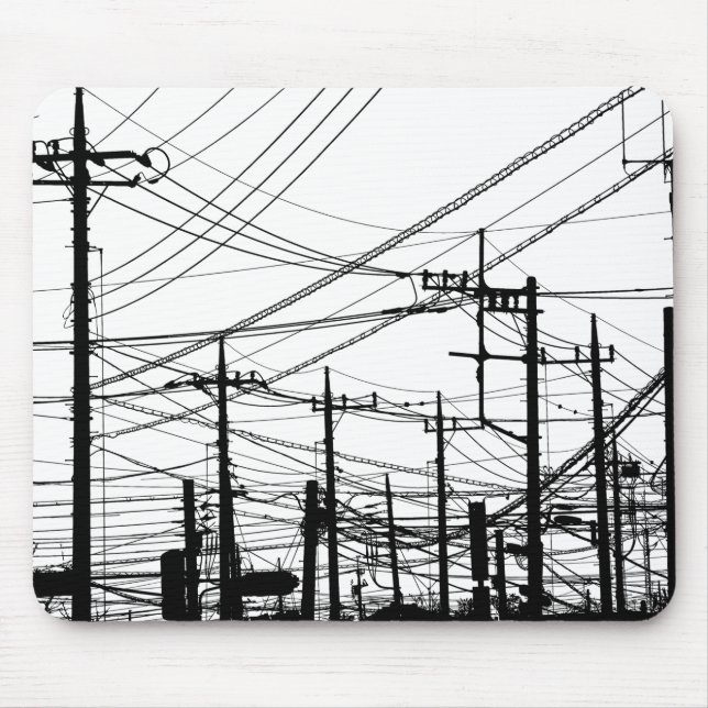 Mousepad Telefone antigo e linhas de alimentação (Frente)