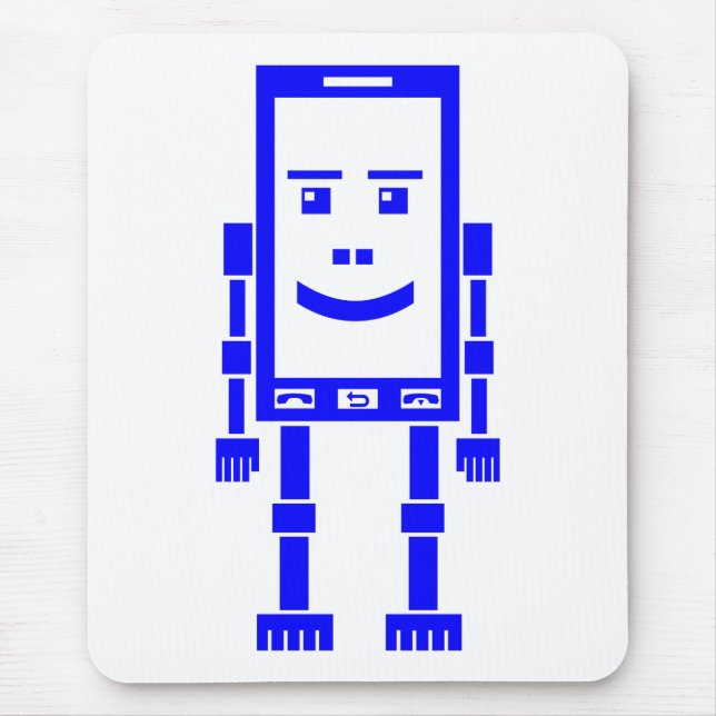 Mousepad Telefone Robo - Azul em Branco (Frente)