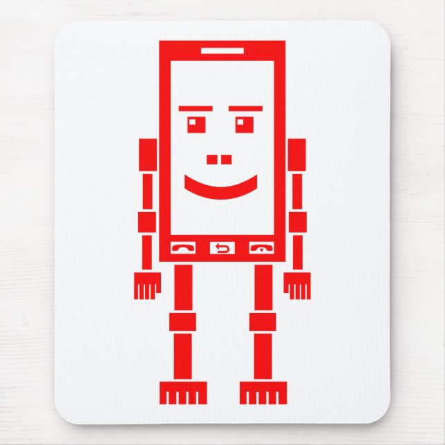 Mousepad Telefone Robo - Vermelho em Branco (Frente)