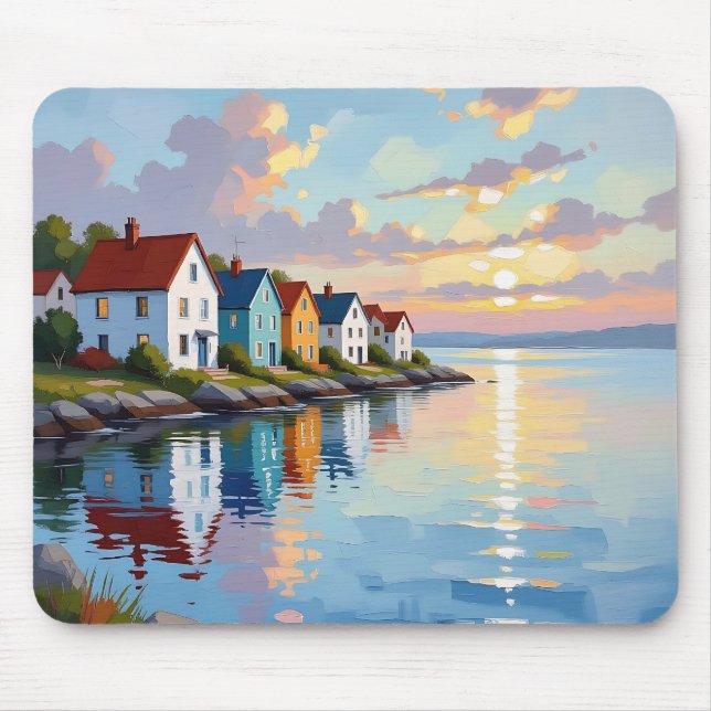 Mousepad Tema Costeiro | Casas de Praia na Baía   (Frente)