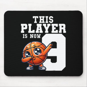 Mousepad Tema de Festa de Aniversário de 9 Anos Dabbing Ske