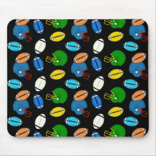 Mousepad Tema de futebol americano e capacetes fundo preto