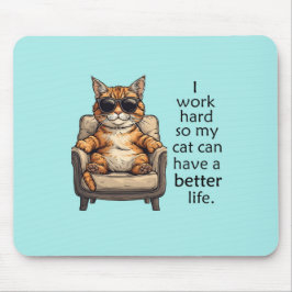 Mousepad Tema de Gato Azul Engraçado