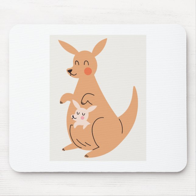Mousepad Tema do dia das mães Design de canguru fofo (Frente)
