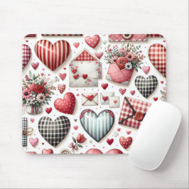 MOUSEPAD TEMA DO DIA DE OS NAMORADOS DE GINGHAM VERMELHO E 