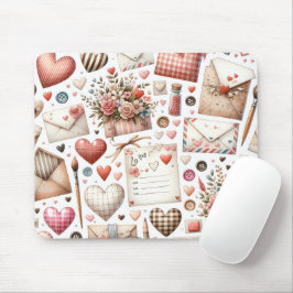 MOUSEPAD TEMA DO DIA DE OS NAMORADOS DE GINGHAM VERMELHO E 