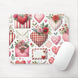 MOUSEPAD TEMA DO DIA DE OS NAMORADOS DE GINGHAM VERMELHO E 