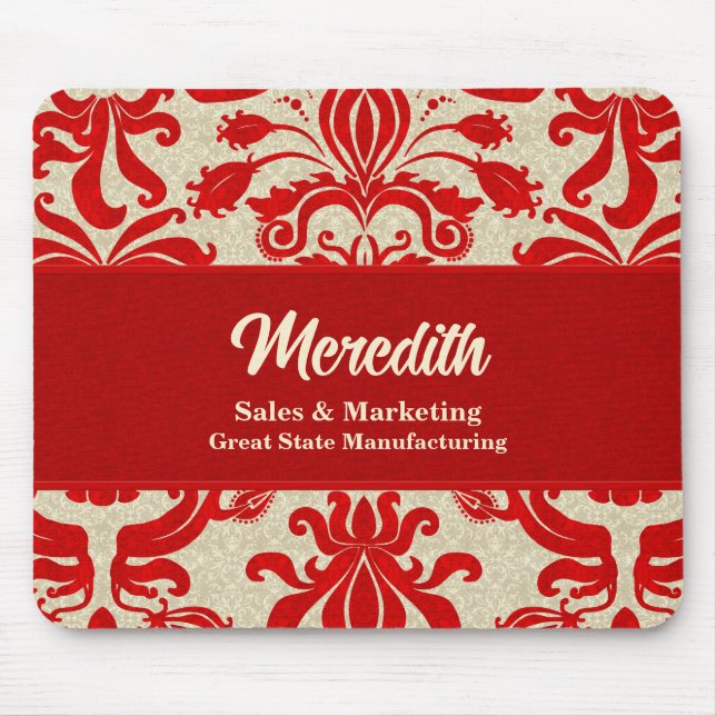 Mousepad Tema do Escritório de Negócios Ruby Red Swirl (Frente)