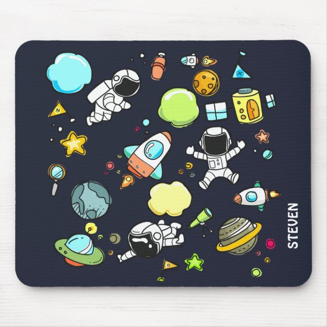 Mousepad Tema legal do Espaço Exterior - Astronautas e Navi (Frente)