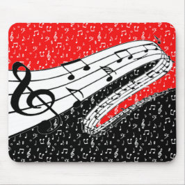 Mousepad tema musical vermelho e preto