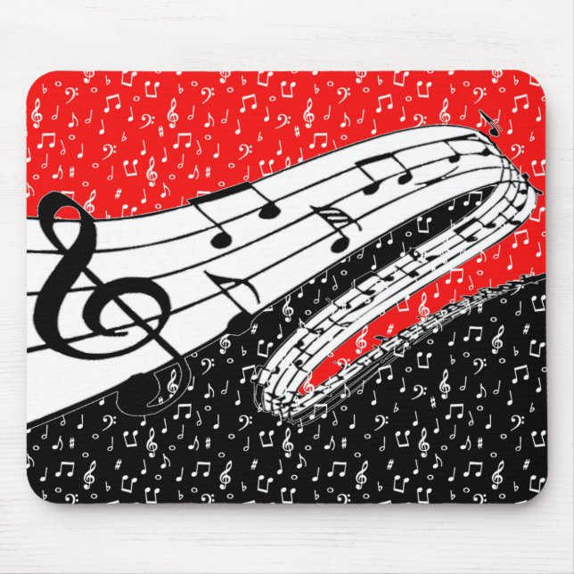Mousepad tema musical vermelho e preto (Frente)