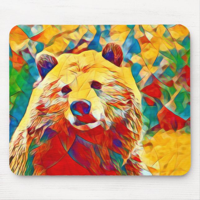 Mousepad Tema Watercolor Urso Colorido (Frente)