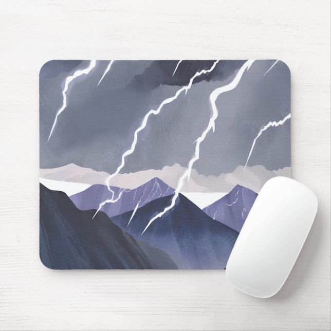 Mousepad Tempestade de Relâmpagos | Montanhas Escuras em Aq (Com mouse)