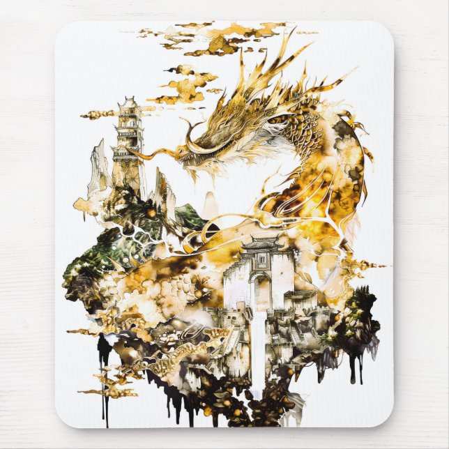 Mousepad Templo de Dragão da Majestosa Mitologia Asiática F (Frente)