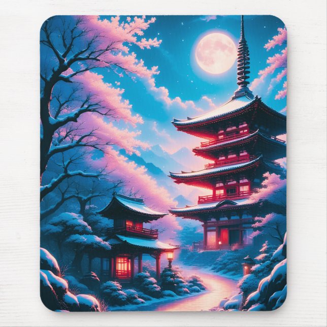 Mousepad Templo de Neve e Flores (Yukizakura no Tera)  (Frente)