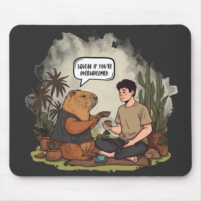 Mousepad Tempo da Terapia de Capybara se você estiver sobre (Frente)
