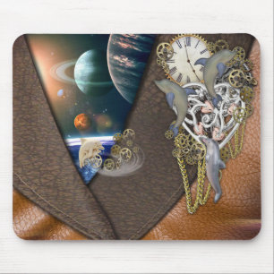 Mousepad Tempo de golfinho em couro