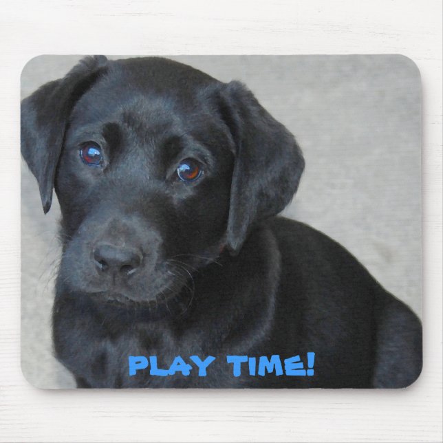 Mousepad Tempo de Reprodução do Pup do Lab Preto (Frente)