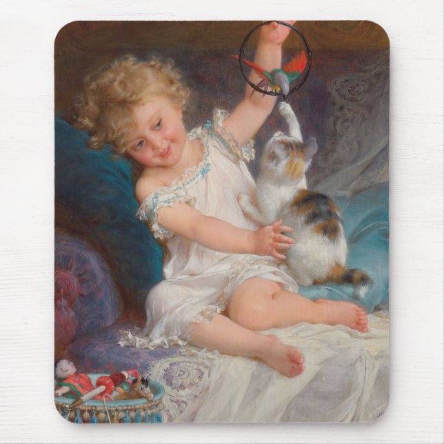 Mousepad Tempo de Reprodução: Rapariga Brincando com seu Pe (Frente)