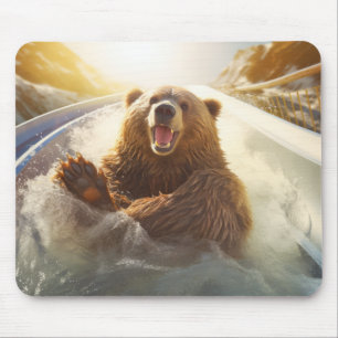 Mousepad Tempo Feliz do Bear Animal Divertido Água Diversão