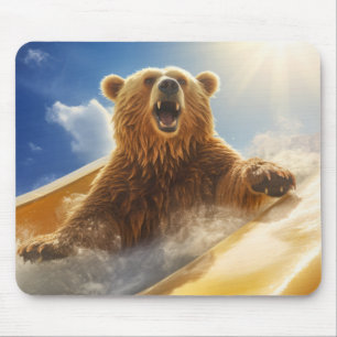 Mousepad Tempo Feliz do Bear Animal Divertido Água Diversão