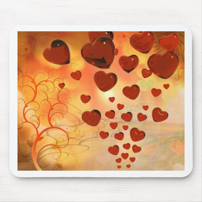 Mousepad Tendência de corações amorosos, acessórios. Dia de (Frente)