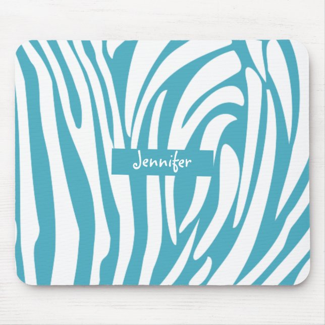 Mousepad Tendência do Padrão de Zebra Striped Turquoise Mon (Frente)