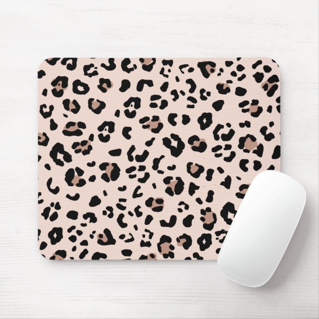 Mousepad Tendência Leopardo Imprime em Rosa e Preto Esbranq (Com mouse)
